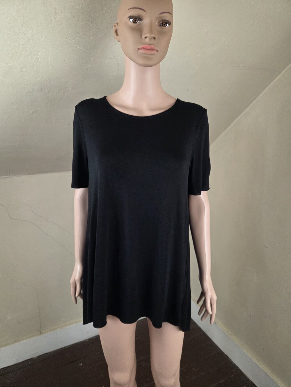 COS Black Lyocell Swing Tunic Top A-Line Short Sleeve Size Medium